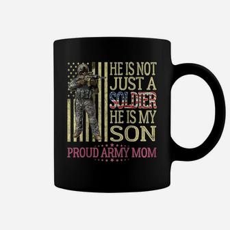 Womens He Is Not Just A Soldier He Is My Son - Proud Army Mom Gift Raglan Baseball Tee Coffee Mug | Crazezy