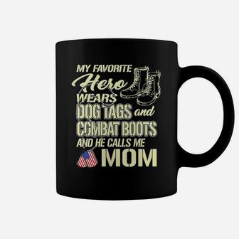 Womens Hero Wears Dog Tags Combat Boots Proud Army Mom Mother Gift Coffee Mug | Crazezy