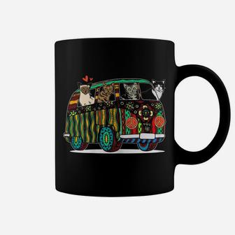 Womens Hippie Psychedelic Floral Peace Cat Van Bus Tropical Campers Coffee Mug | Crazezy CA
