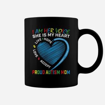 Womens I Am Her Voice Proud Autism Mom Live Love Accept Awareness Coffee Mug | Crazezy