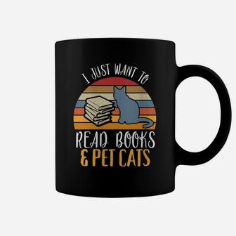 Womens I Just Want To Read Books & Pet Cat Presents For Cat Lovers Coffee Mug | Crazezy
