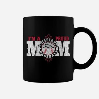 Womens I'm A Proud Volleyball Baseball Mom - Combined Sports Coffee Mug | Crazezy AU