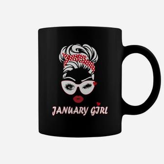 Womens January Girl Wink Eye Woman Face Was Born In January Sweatshirt Coffee Mug | Crazezy