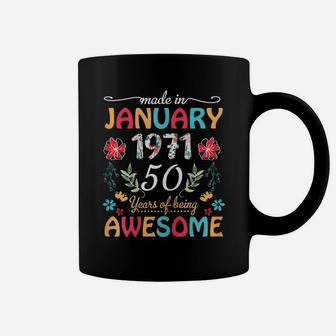 Womens January Girls 1971 Birthday Gift 50 Years Old Made In 1971 Coffee Mug | Crazezy UK