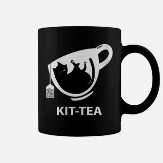 Womens Kit-Tea A Cute Black Cat With Tea Funny Cat Lovers Black Cat Coffee Mug | Crazezy UK