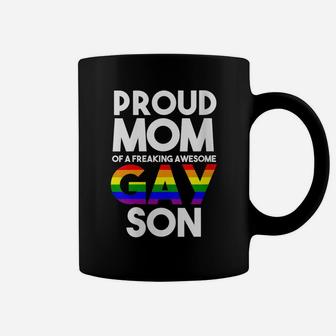 Womens Lgbtq Proud Mom Of A Gay Son Lgbtq Ally Gifts Free Mom Hugs Coffee Mug | Crazezy CA