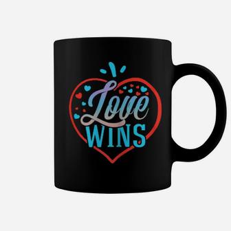 Womens Love Wins Gay Lesbian Rainbow Line Support Lgbt Pride Coffee Mug - Monsterry CA