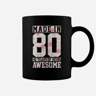 Womens Made In 1980 40Th Birthday Gift Vintage Floral Funny 40 Year Coffee Mug | Crazezy