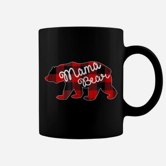 Women's Mama Bear Red And Black Plaid T Shirt Coffee Mug | Crazezy CA