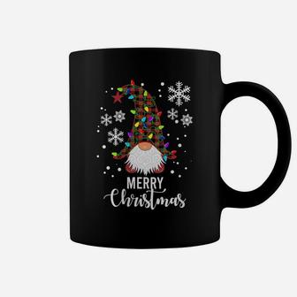 Womens Merry Christmas Gnomes Buffalo Plaid Snowflakes Santa Lights Coffee Mug | Crazezy UK