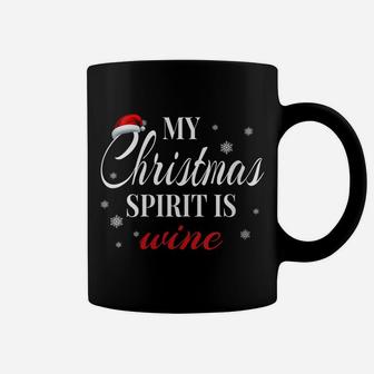 Womens My Christmas Spirit Is Wine Lover Funny Santa Hat Men Women Coffee Mug | Crazezy