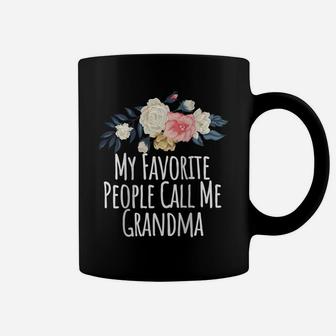 Womens My Favorite People Call Me Grandma, Funny Mom Gift Floral Raglan Baseball Tee Coffee Mug | Crazezy AU