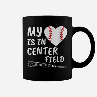 Womens My Heart Is In Center Field Baseball Bat Proud Mom Dad Gift Coffee Mug | Crazezy UK