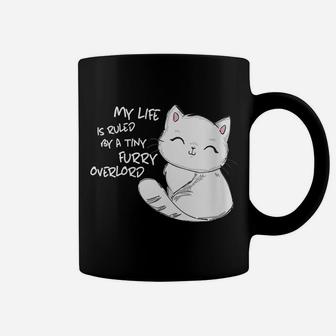 Womens My Life Is Ruled By A Tiny Furry Overlord Funny Cat Lovers Coffee Mug | Crazezy
