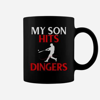 Womens My Son Hits Dingers Proud Mom Baseball Game Fans Funny Coffee Mug | Crazezy UK