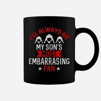 Womens My Son's Most Embarrassing Fan Football Mom Proud Mama Coffee Mug | Crazezy