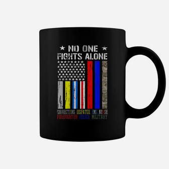 Womens No One Fights Alone Flag Firefighter Military Police Nurse Coffee Mug | Crazezy UK