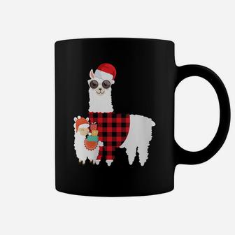 Womens Plaid Llama Christmas Pajama Funny Santa Hat Llama Gifts Coffee Mug | Crazezy DE