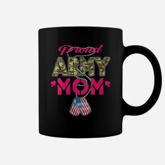 Womens Proud Army Mom Camo Us Flag Dog Tag Military Family Mother Coffee Mug | Crazezy DE