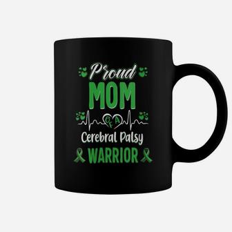 Womens Proud Mom Cerebral Palsy Warrior Awareness Ribbon Green Coffee Mug | Crazezy DE
