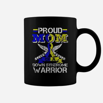 Womens Proud Mom Of A Down Syndrome Warrior Costume Ribbon Gift Coffee Mug | Crazezy