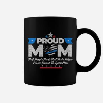 Womens Proud Mom Thin Blue Line Flag Law Enforcement Vintage Coffee Mug | Crazezy AU