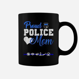 Womens Proud Police Mom Shirt American Flag Graphic Tee Plus Size Coffee Mug | Crazezy AU