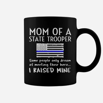 Womens Proud State Trooper Mom Mother Thin Blue Line American Flag Coffee Mug | Crazezy