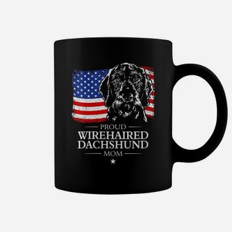 Womens Proud Wirehaired Dachshund Mom American Flag Patriotic Dog Coffee Mug | Crazezy UK