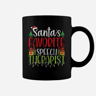 Womens Santa's Favorite Speech Therapist Funny Santa Hat Holiday Coffee Mug | Crazezy AU