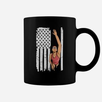 Womens Swim Team Design For A Patriotic Swimmer Girl Coffee Mug | Crazezy CA