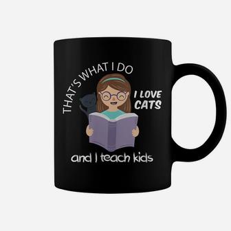 Womens Teacher And Cat Lovers Gift Coffee Mug | Crazezy DE