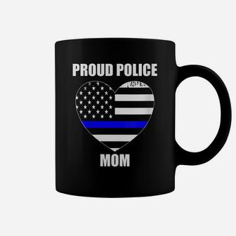 Womens Thin Blue Line Flag Law Enforcement Officer Proud Police Mom Coffee Mug | Crazezy DE