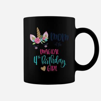 Womens Unicorn Mom Of The 4Th Birthday Girl Shirt Matching Mama Coffee Mug | Crazezy