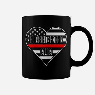 Womens Us Flag Heart Proud Firefighter Mom Coffee Mug | Crazezy DE