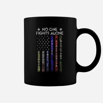Womens Usa Flag Thin Line Military Police Nurse No-One Fight Alone Coffee Mug | Crazezy