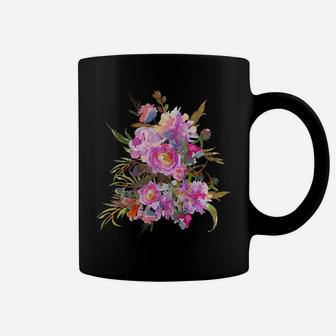 Womens Vintage Flower Bouquet Pink Peony Floral Botanical Gardener Coffee Mug | Crazezy