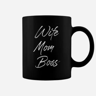 Womens Wife Mom Boss Mother-Life Proud Saying Qoute Mama Mommy Coffee Mug | Crazezy