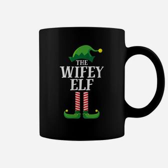 Womens Wifey Elf Matching Group Christmas Couple Party Pajama Wife Coffee Mug | Crazezy