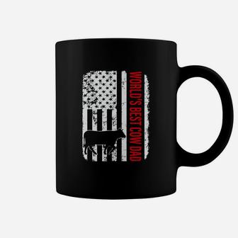 World Best Cow Dad American Flag Shirt Coffee Mug - Thegiftio UK