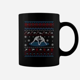 Wrestling Ugly Christmas Sweater Funny Gifts For Wrestler Sweatshirt Coffee Mug | Crazezy DE