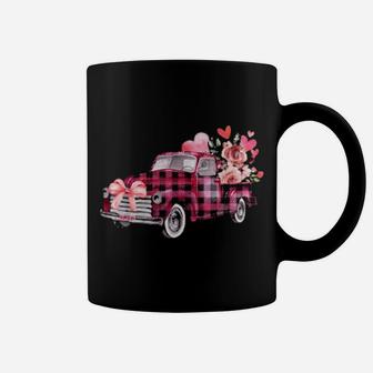 Xoxo Pink Plaid Truck Flowers Valentine's Day Coffee Mug - Monsterry UK