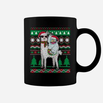 Yeti & Llama With Santa Hat Ugly Christmas Sweater Xmas Gift Sweatshirt Coffee Mug | Crazezy