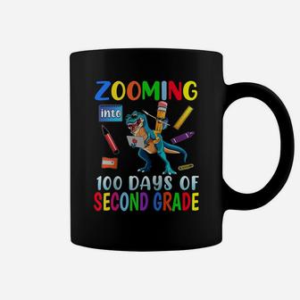 Zooming Into 100 Days Of Second Grade Virtual School Boys Raglan Baseball Tee Coffee Mug | Crazezy