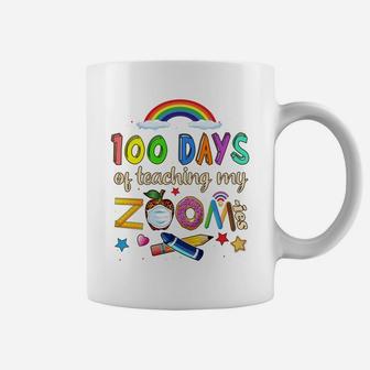 100 Days Of School Teaching My Zoom-Ies Virtual Teacher Gift Coffee Mug | Crazezy UK
