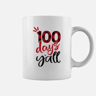 100 Days Yall Buffalo Plaid Happy 100th Day Of School Coffee Mug - Seseable