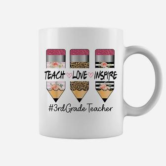 3Rd Grade Teacher Teach Inspire Love Crayon Leopard Flower Coffee Mug | Crazezy CA