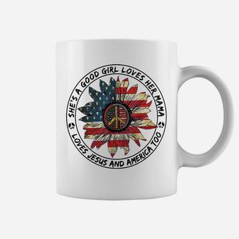 4Th July Flower Girl Love Jesus And American Independence Coffee Mug | Crazezy UK