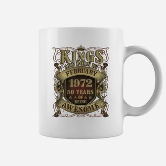 50Th Birthday Gift Kings Born In February 1972 50 Years Old Coffee Mug | Crazezy
