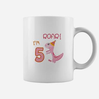5Th Birthday Girl 5 Years Old Dinosaur Party Bday Coffee Mug | Crazezy